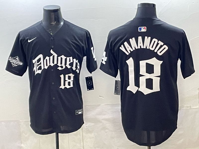 Men 2026 Nike Los Angeles Dodgers #18 Yamamoto Black Game MLB Jersey 010